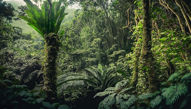 Foto la bellissima alba risplende sulla foresta di paludi di torba fantastiche foglie a forma di ombra leggera