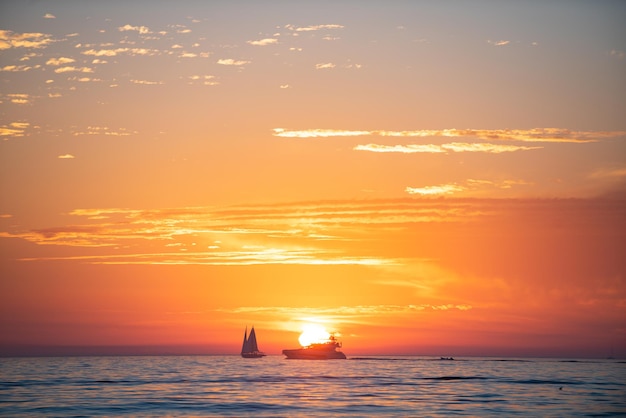 Beautiful sunrise sun blue sky with cloud and the sea landscape