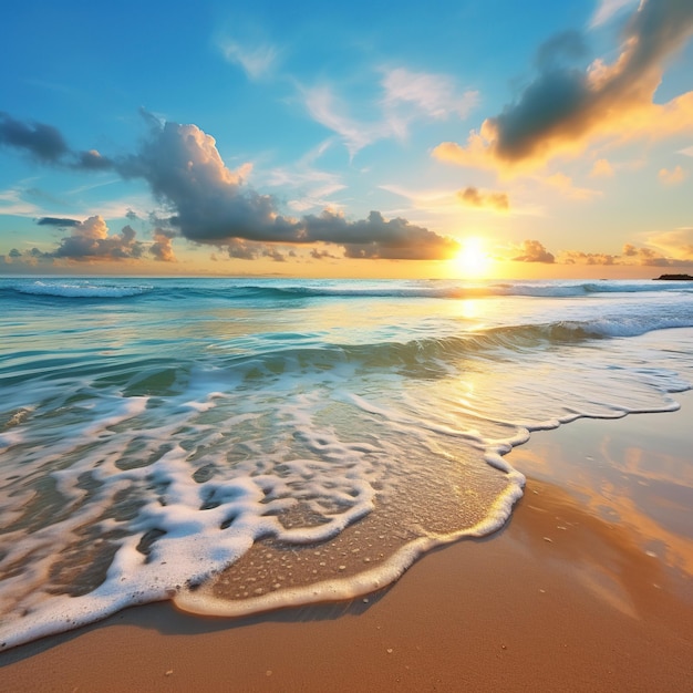 Beautiful sunrise or sunset over the tropical beachai generated image