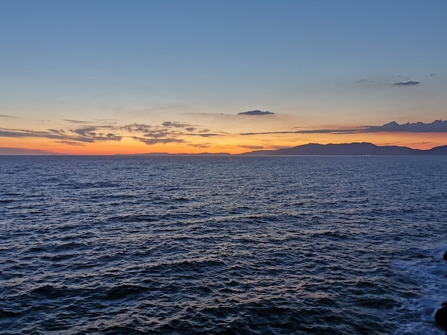 Beautiful sunset over the Aegean Sea.