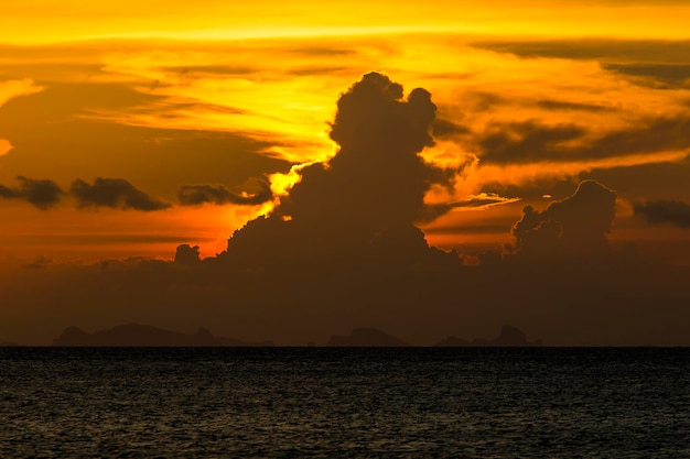 Beautiful sunset on the beach in island koh phangan thailand