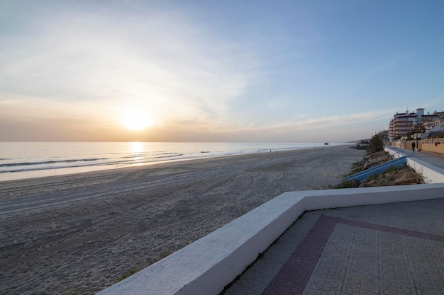 Beautiful sunset on the beach of Matalascanas Huelva Spain