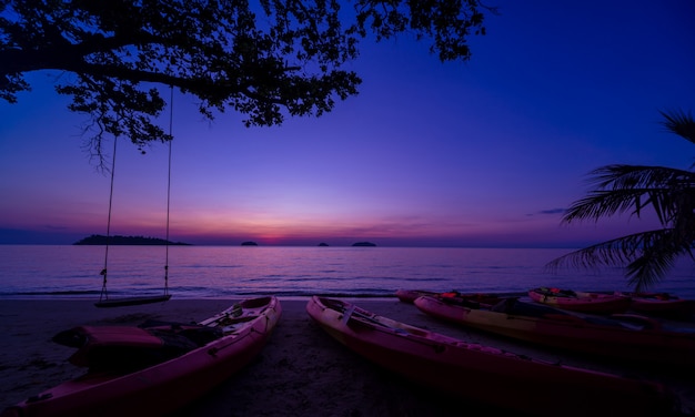 Beautiful sunset at the beach in the tropics. Sky and ocean