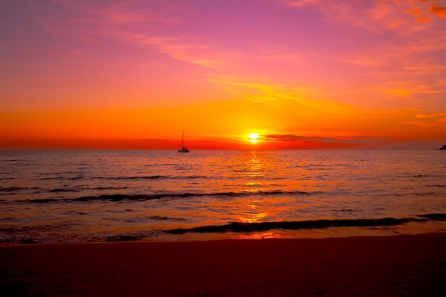 Beautiful sunset on the beachsky on twilight time and reflection on the seaxA