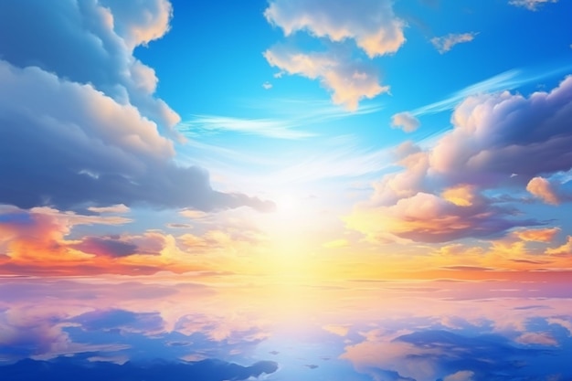 Beautiful sunset blue sky background with sunny cloudGenerative AI