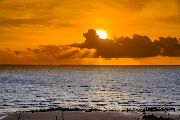 Beautiful sunset on brasil beach.