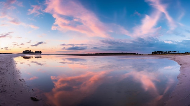 Beautiful sunset by the sea with dramatic clouds seascape