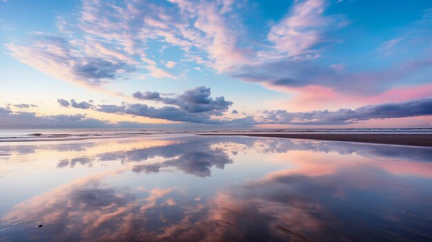 Photo beautiful sunset by the sea with dramatic clouds seascape