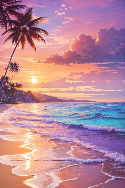 Beautiful sunset at calming serene beach