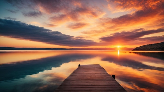 Beautiful Sunset at Calming Serene Lake