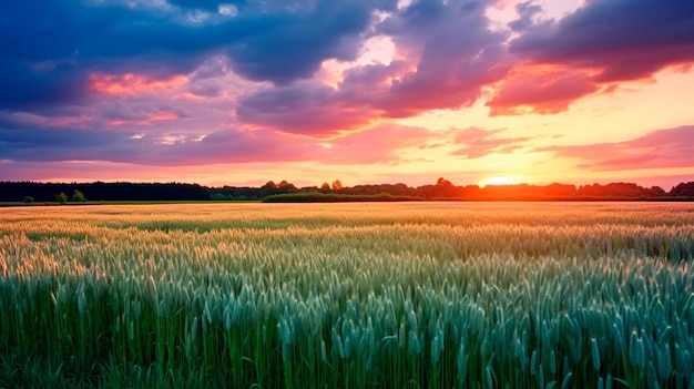 beautiful sunset over the field