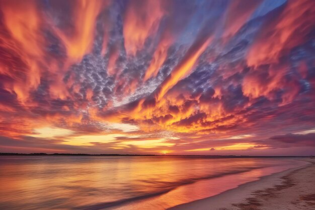 Photo beautiful sunset fire cloud scenery