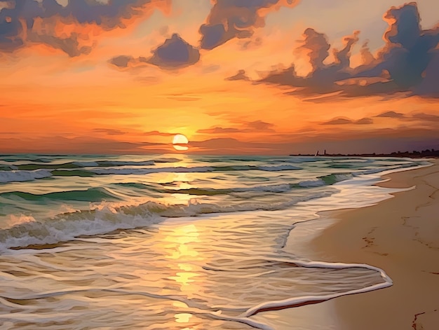 Photo beautiful sunset of florida beach