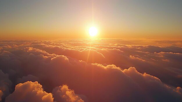 Photo a beautiful sunset from above the clouds the warm colors of the sky and the clouds create a peaceful and serene scene