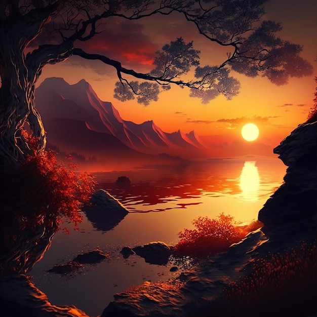 Beautiful sunset landscape