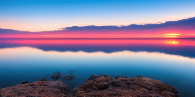 Beautiful sunset over a large lake