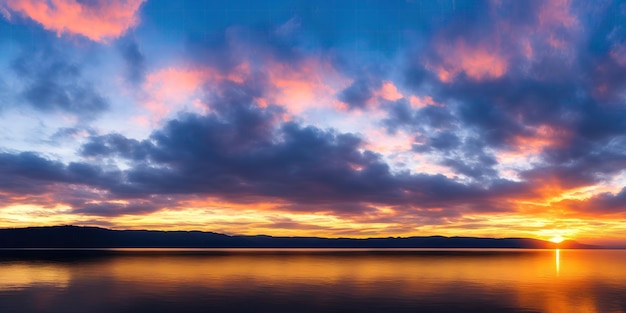 Beautiful sunset over a large lake