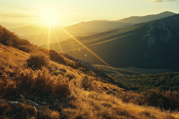 Beautiful sunset in the mountains Ukraine Carpathians