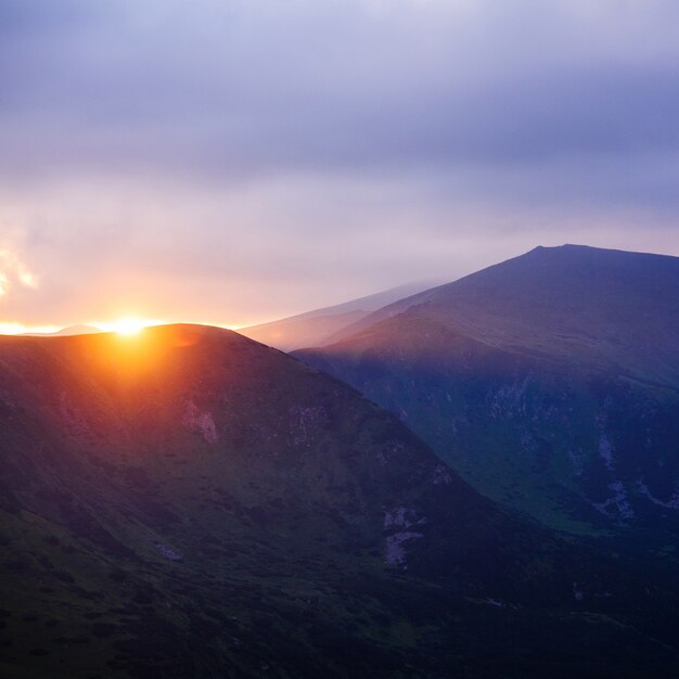 Beautiful sunset in the mountains