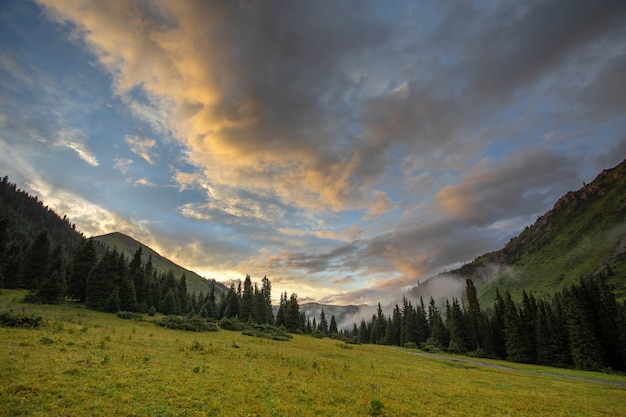 Beautiful sunset in the mountains