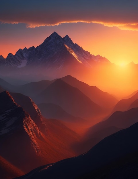 Beautiful sunset over the mountains