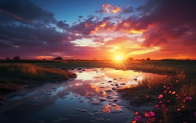 Beautiful sunset nature various colors