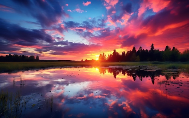 Beautiful sunset nature various colors