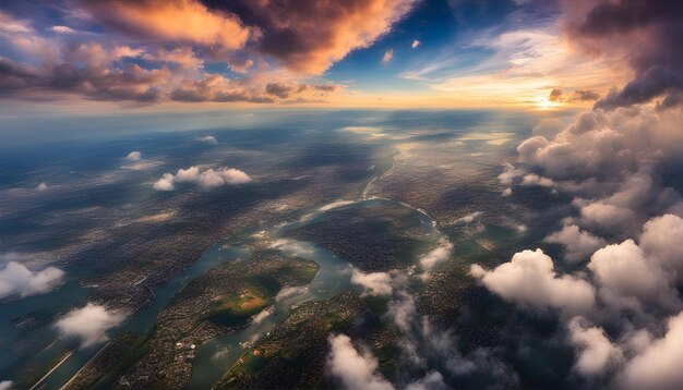 Photo a beautiful sunset over the ocean with clouds and water