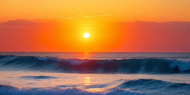 Photo beautiful sunset in ocean