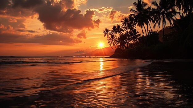 写真 バリ島の美しい夕暮れ