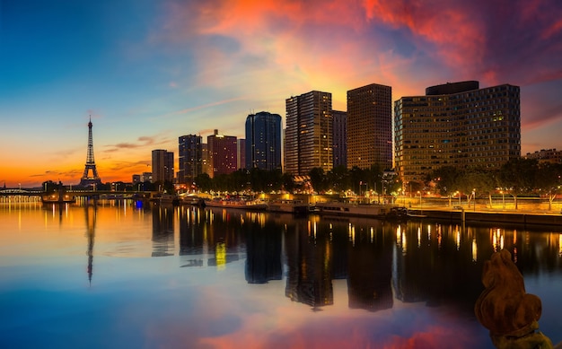 Bellissimo tramonto su parigi