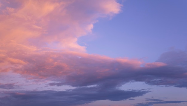 Beautiful sunset in pink and blue sky