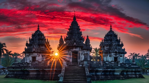 Beautiful sunset at prambanan temple yogyakarta indonesia