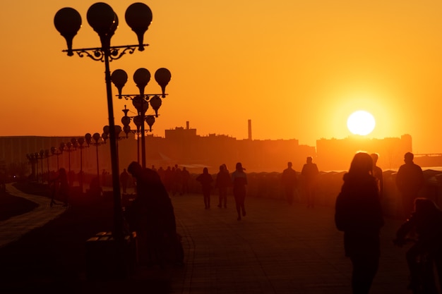 Beautiful sunset on the River Volga. Nizhny Novgorod