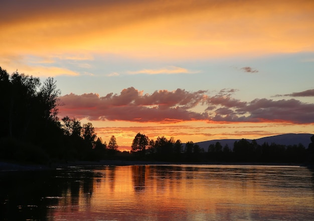 Beautiful sunset on the river