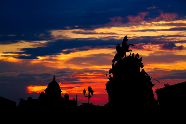 Beautiful sunset at Saint Petersburg city historical center Russia