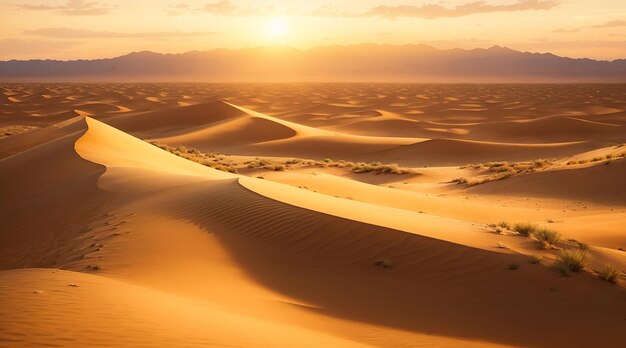 Красивый закат над песчаными дюнами в Долине Смерти