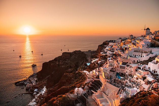 Beautiful sunset at Santorini island Greece