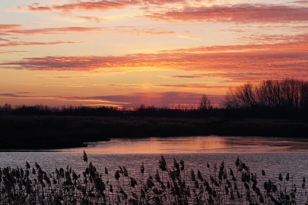 Beautiful Sunset Scenery by the Lake