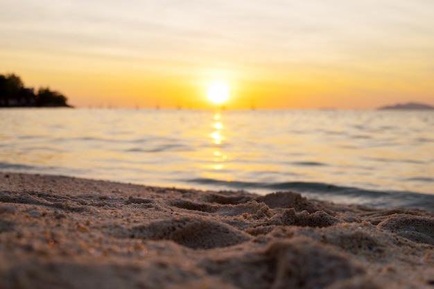 Beautiful sunset above the sea beach