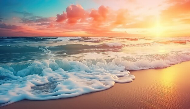 Beautiful sunset on the sea on the beach