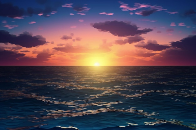 Beautiful sunset over the sea illustration