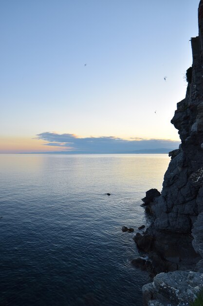 beautiful sunset over the sea in Liguria in Camogli