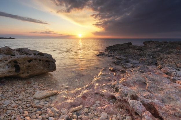 Beautiful sunset on the sea shore