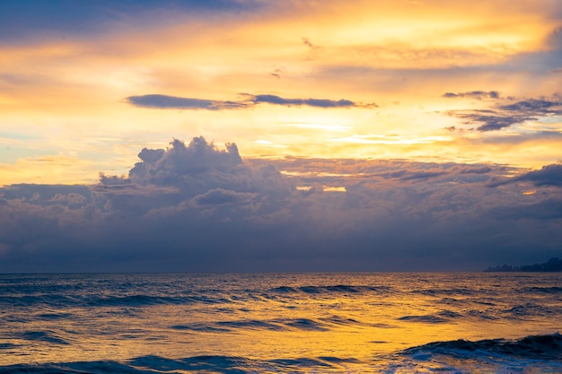 beautiful sunset over the sea during a storm