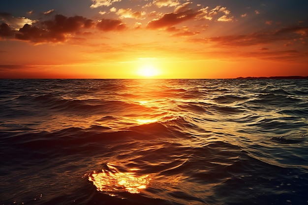 Beautiful sunset over the sea The sun is reflected in the water