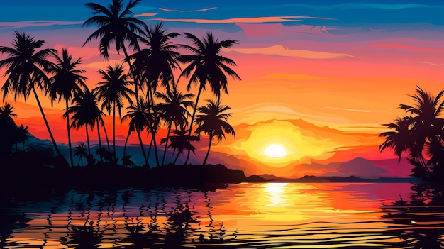 Photo beautiful sunset over the sea