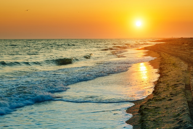 Beautiful sunset at sea. 