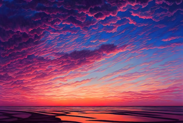 Красивый закат на берегу моря