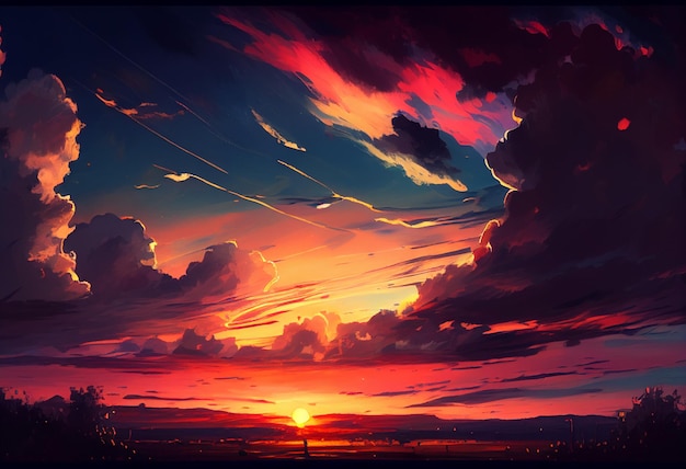 Beautiful sunset sky AI Generated